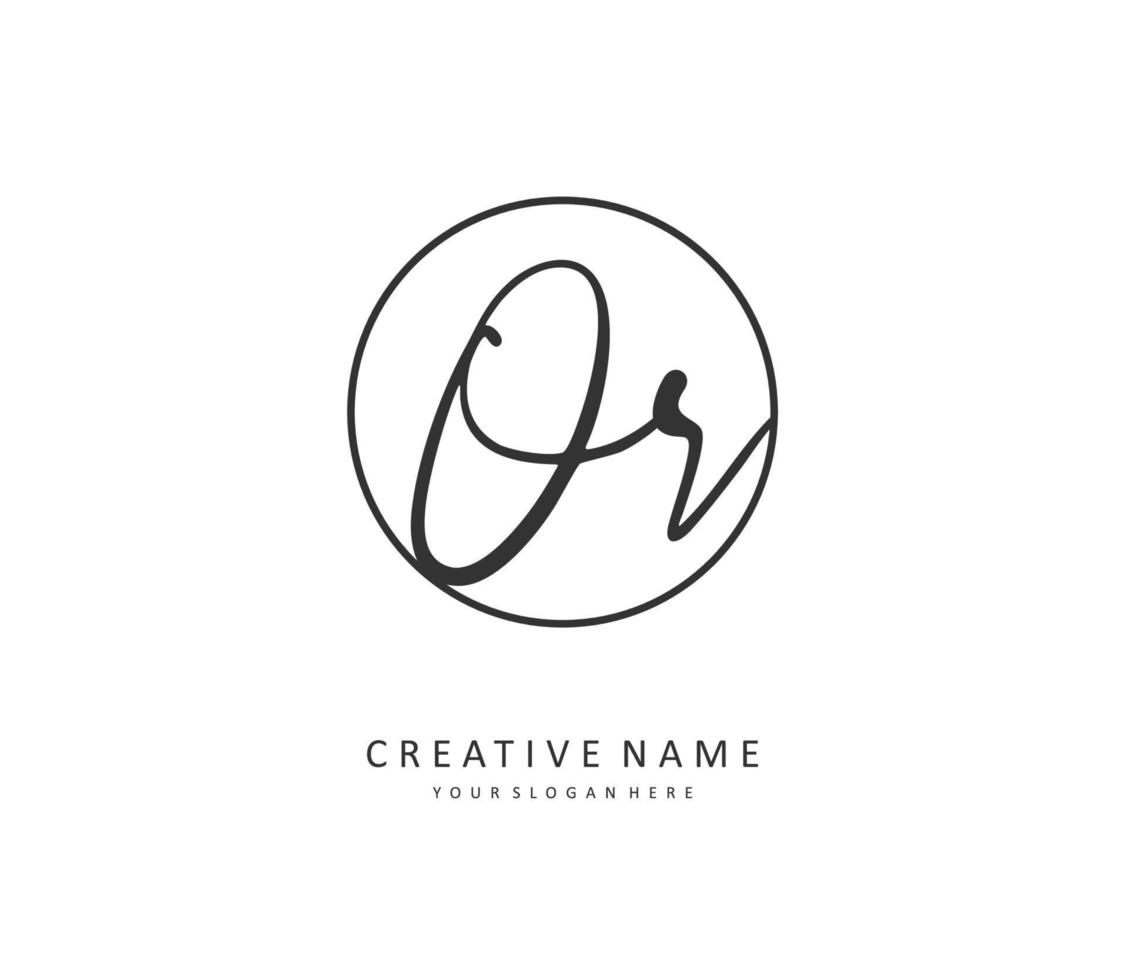 OR Initial letter handwriting and  signature logo. A concept handwriting initial logo with template element. vector