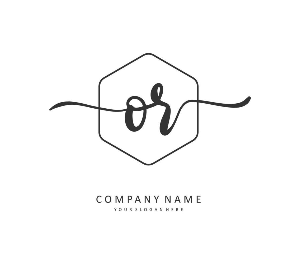 OR Initial letter handwriting and  signature logo. A concept handwriting initial logo with template element. vector