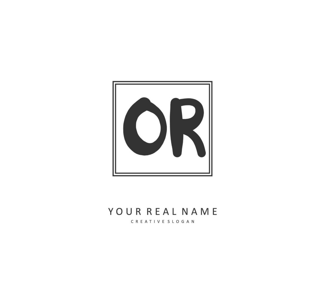 OR Initial letter handwriting and  signature logo. A concept handwriting initial logo with template element. vector