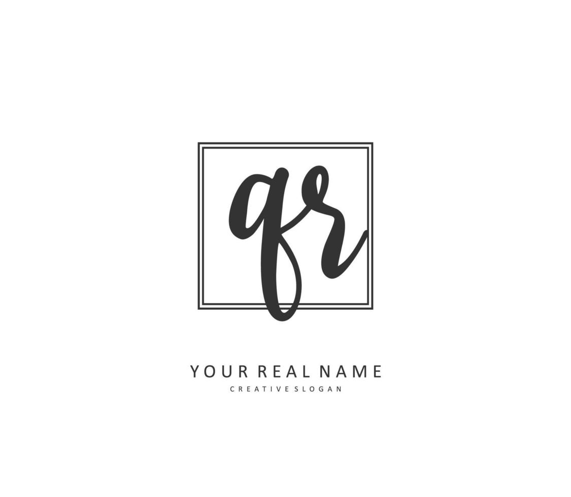 QR Initial letter handwriting and  signature logo. A concept handwriting initial logo with template element. vector