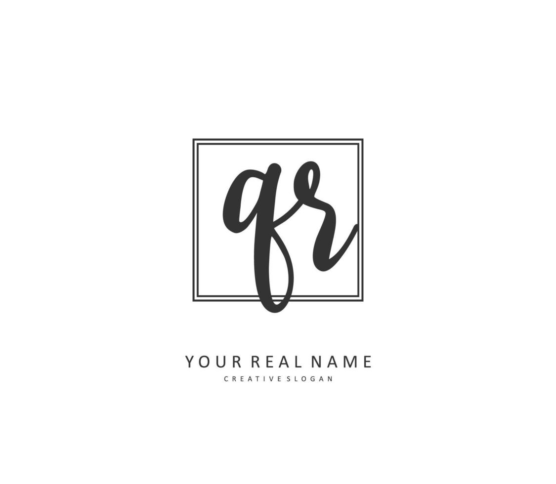 QR Initial letter handwriting and  signature logo. A concept handwriting initial logo with template element. vector