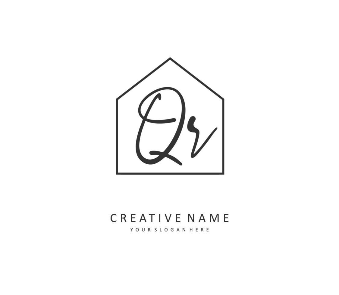 QR Initial letter handwriting and  signature logo. A concept handwriting initial logo with template element. vector