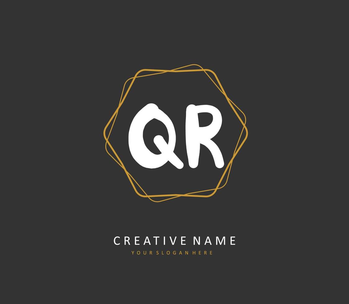 QR Initial letter handwriting and  signature logo. A concept handwriting initial logo with template element. vector