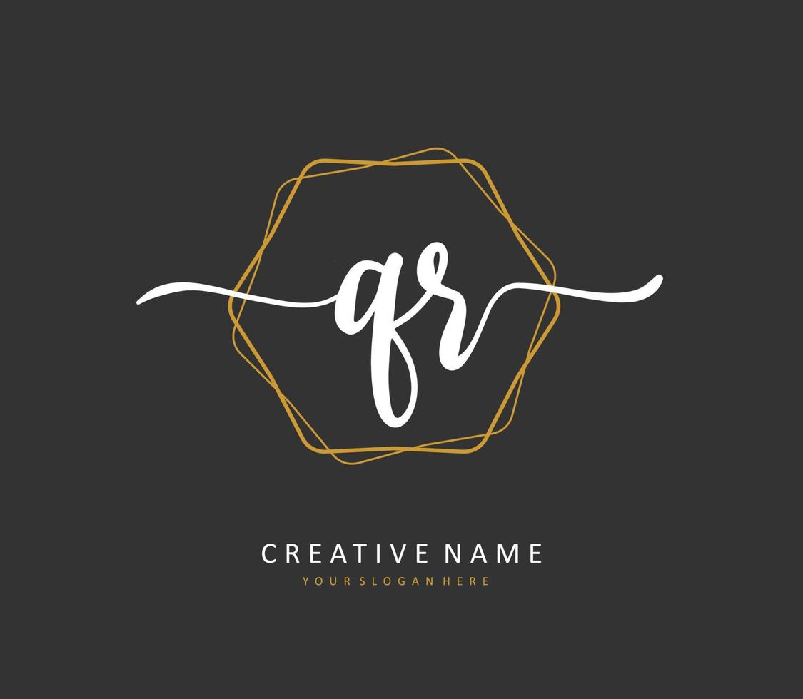 QR Initial letter handwriting and  signature logo. A concept handwriting initial logo with template element. vector