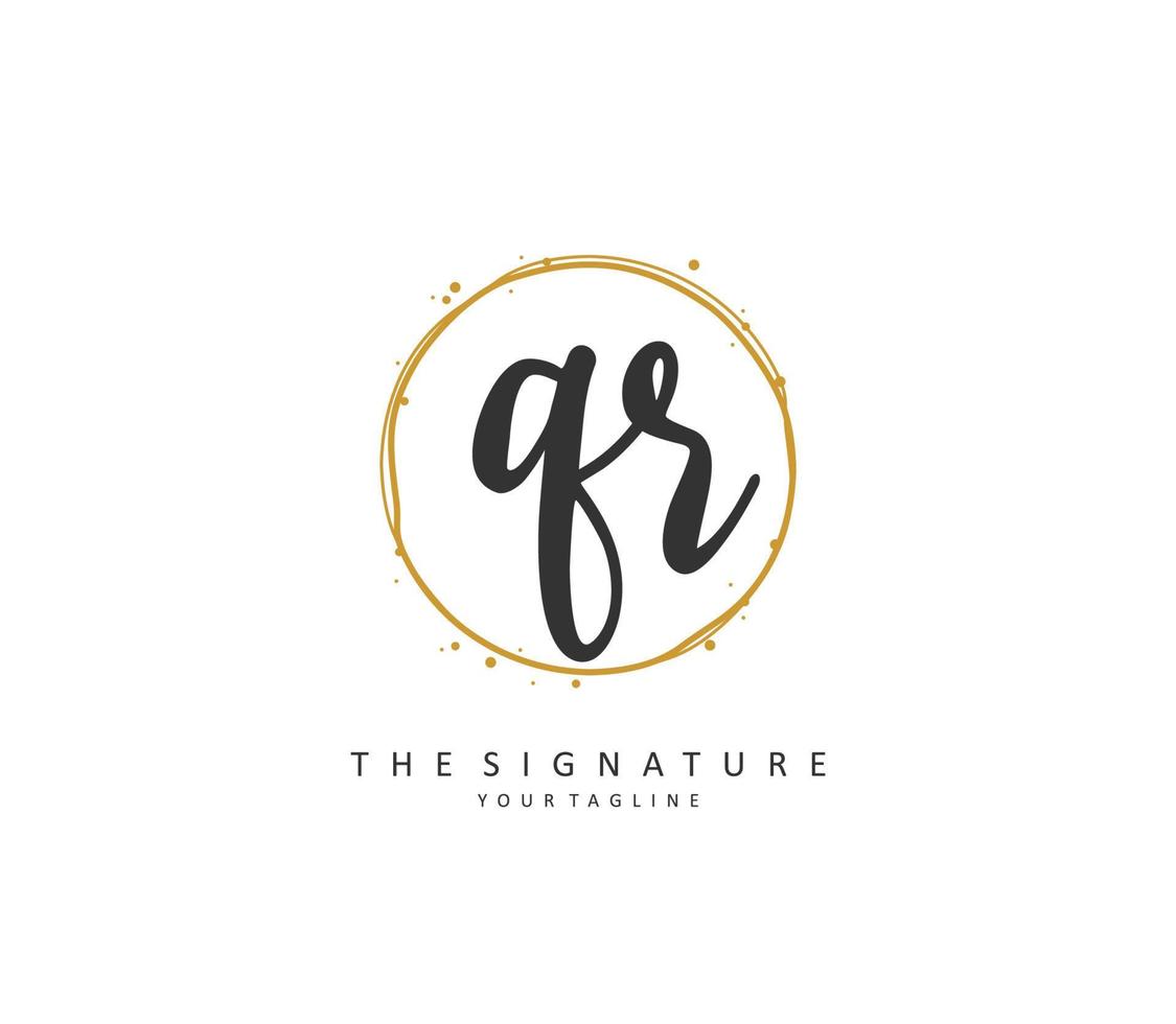 QR Initial letter handwriting and  signature logo. A concept handwriting initial logo with template element. vector