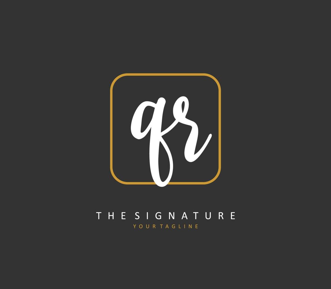 QR Initial letter handwriting and  signature logo. A concept handwriting initial logo with template element. vector