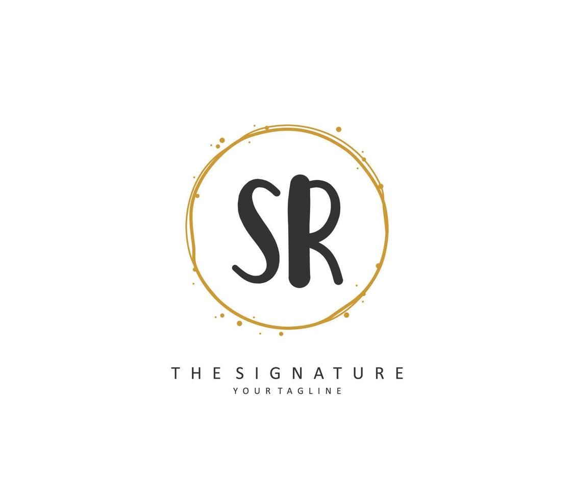 SR Initial letter handwriting and  signature logo. A concept handwriting initial logo with template element. vector