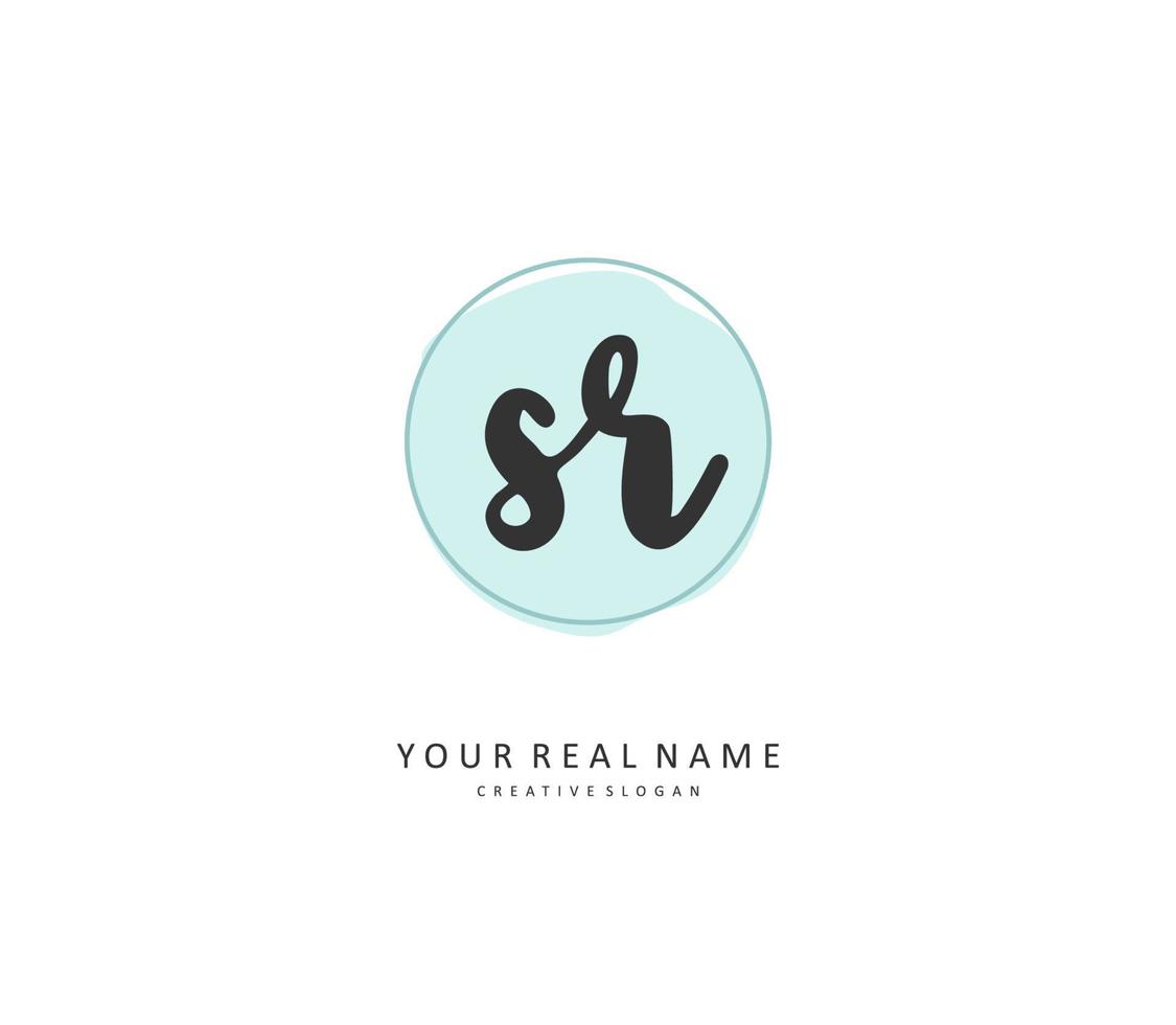 SR Initial letter handwriting and  signature logo. A concept handwriting initial logo with template element. vector