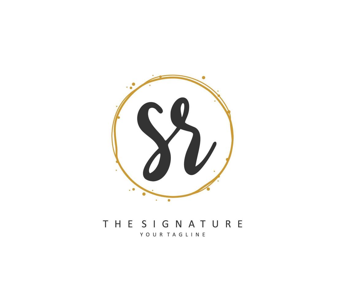 SR Initial letter handwriting and  signature logo. A concept handwriting initial logo with template element. vector