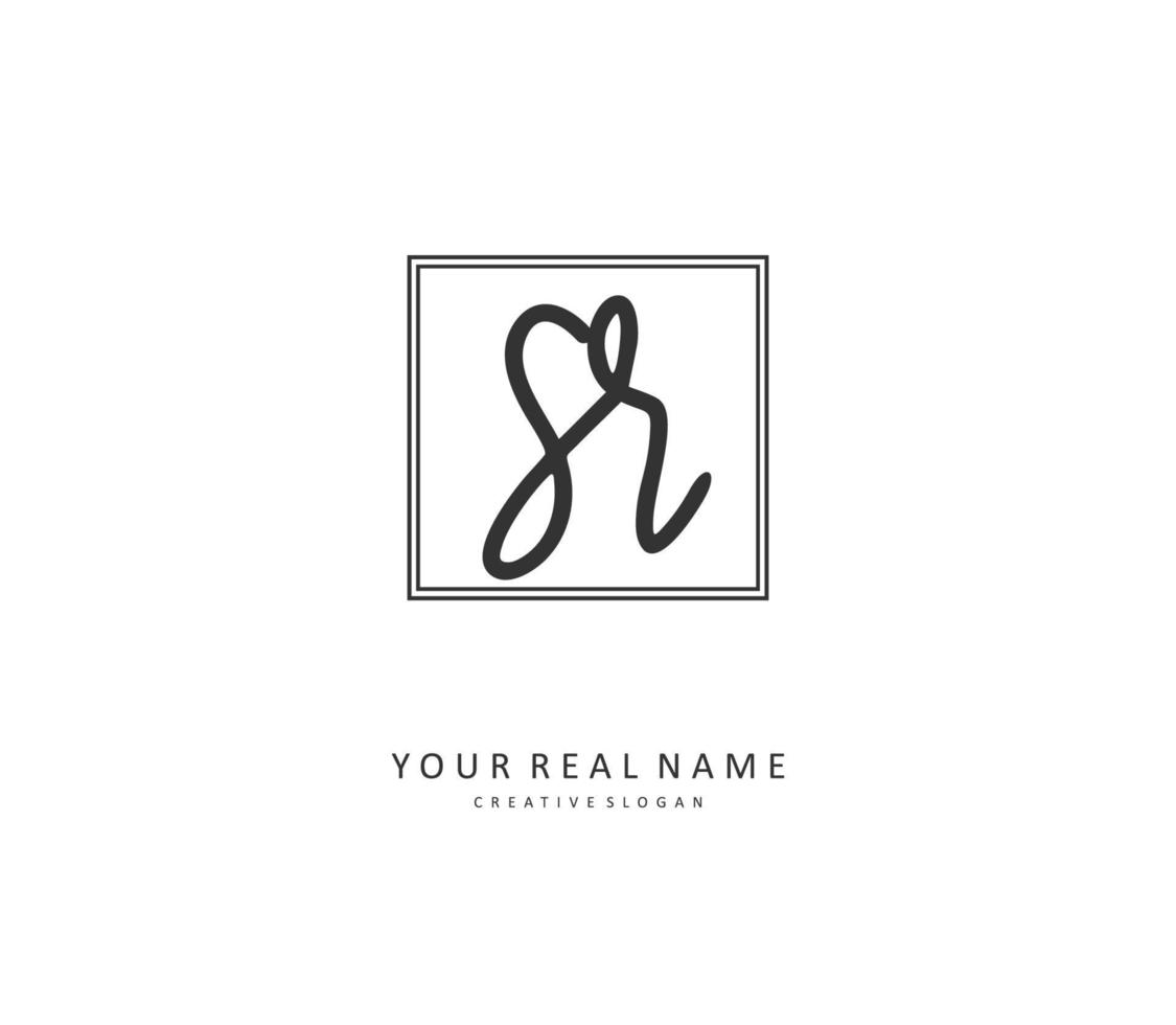 SR Initial letter handwriting and  signature logo. A concept handwriting initial logo with template element. vector