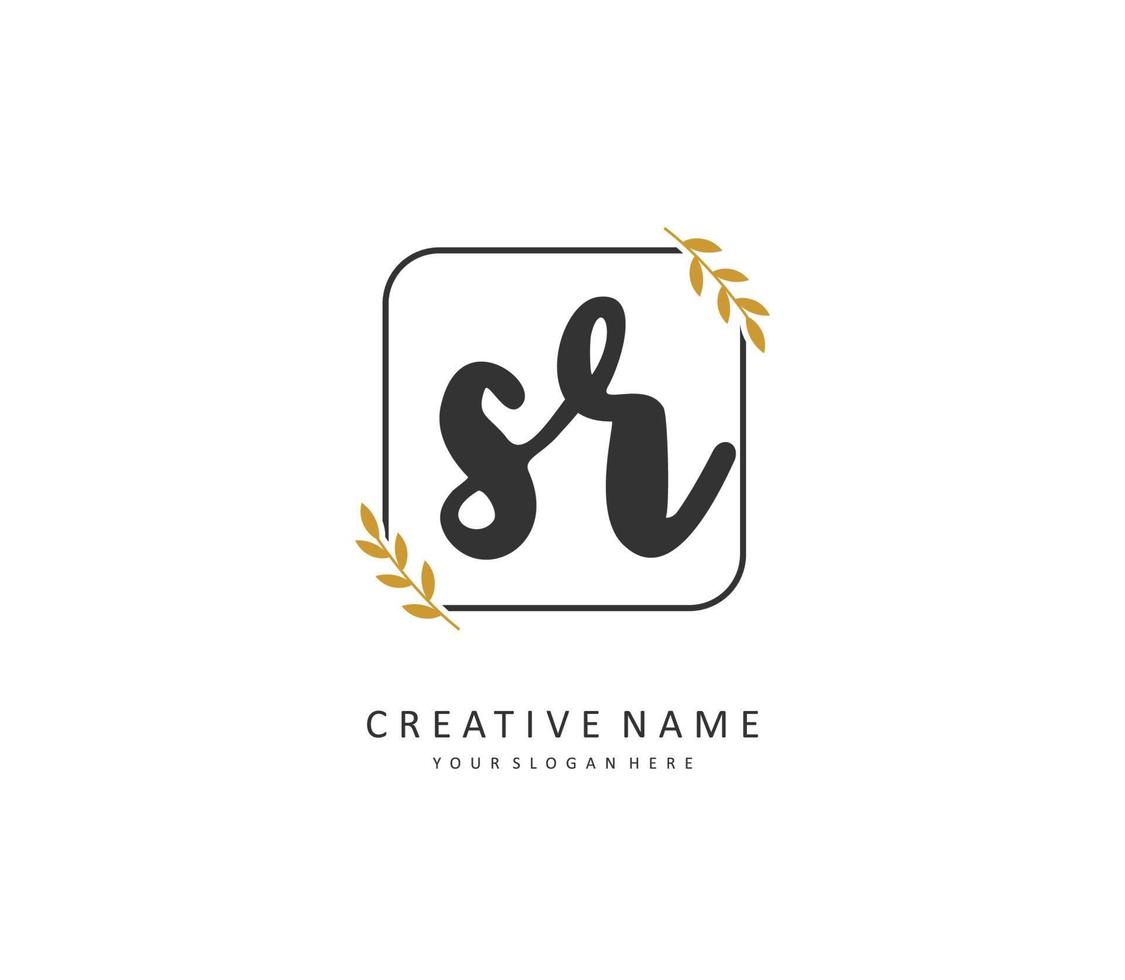 SR Initial letter handwriting and  signature logo. A concept handwriting initial logo with template element. vector