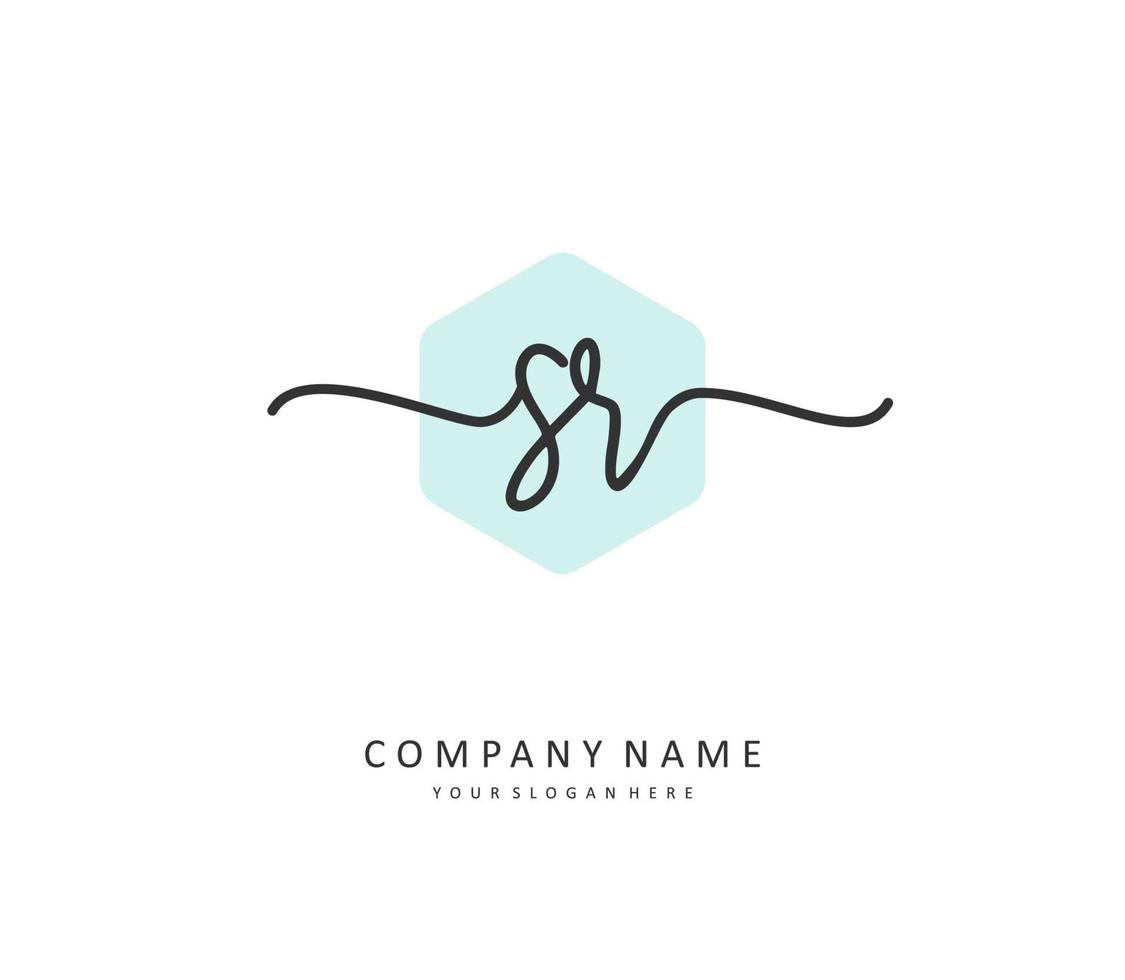 SR Initial letter handwriting and  signature logo. A concept handwriting initial logo with template element. vector