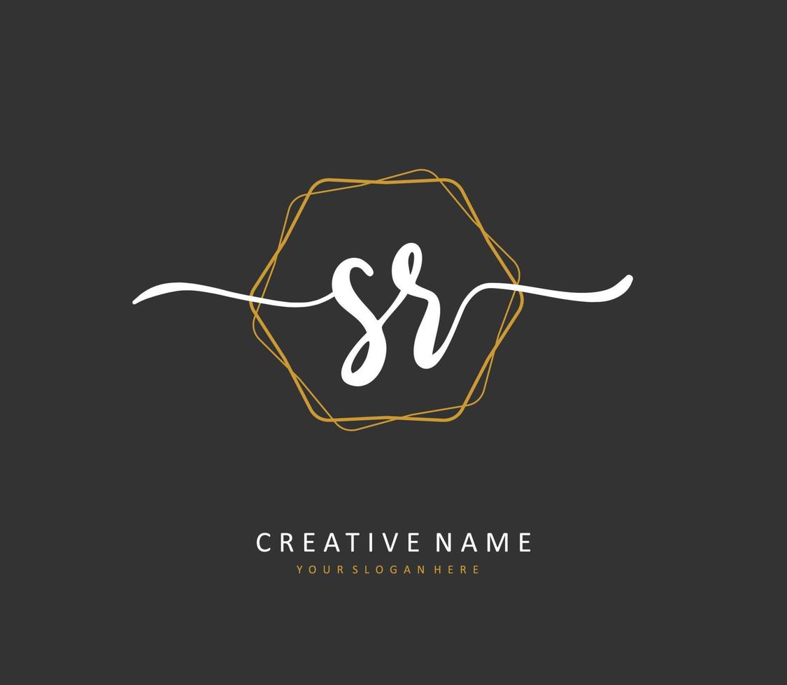 SR Initial letter handwriting and  signature logo. A concept handwriting initial logo with template element. vector