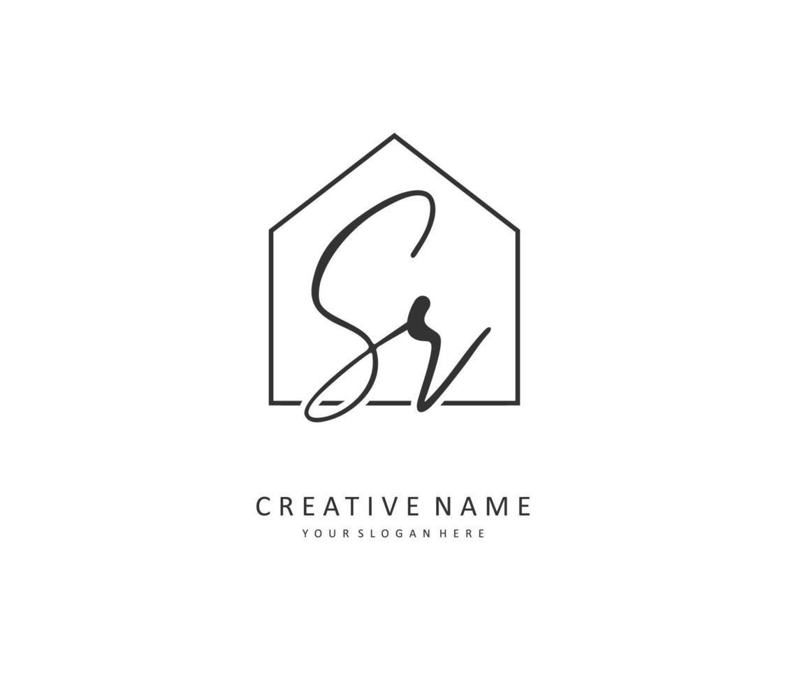 SR Initial letter handwriting and  signature logo. A concept handwriting initial logo with template element. vector