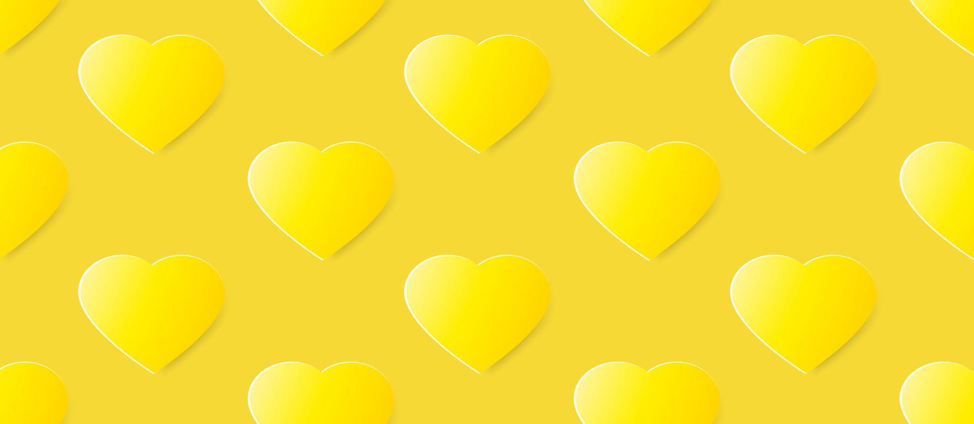 Paper yellow hearts on a yellow background vector