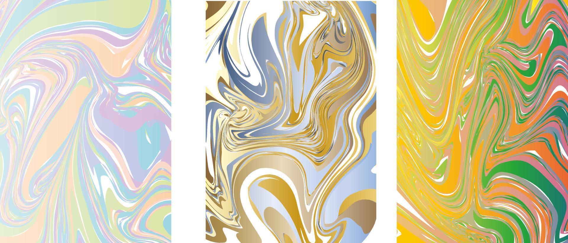 A set of abstract backgrounds. A mixture of acrylic paints. vector