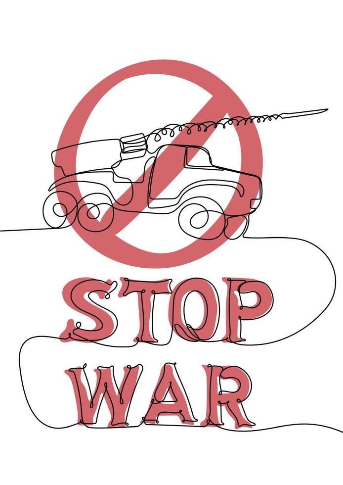 Stop war. Red STOP sign on the background of the Grenade Launcher. Anti-war concept. vector