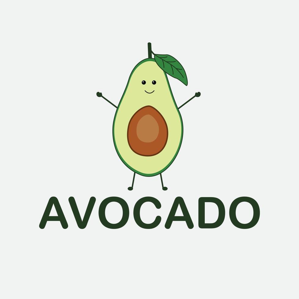 Avocado character design. Kawaii avocado illustration. Logo design template. vector