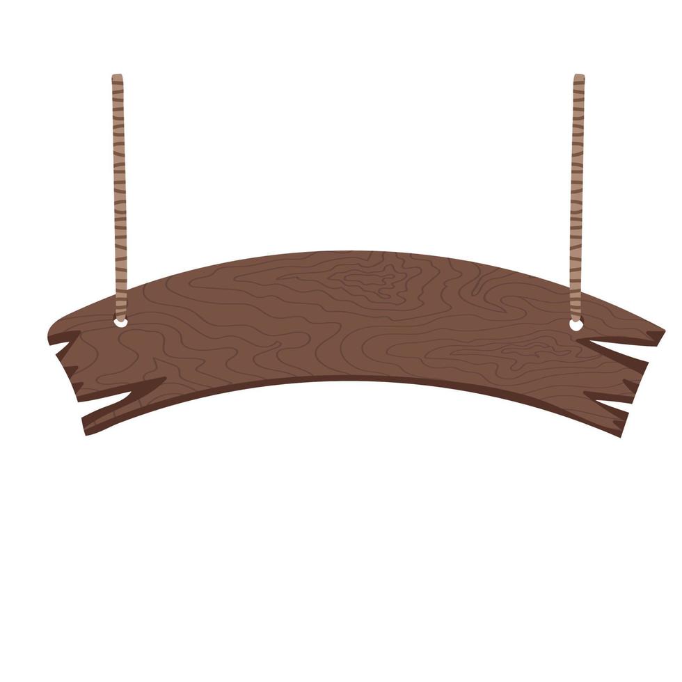 Hand drawn empty wooden sign hanging on a rope vector