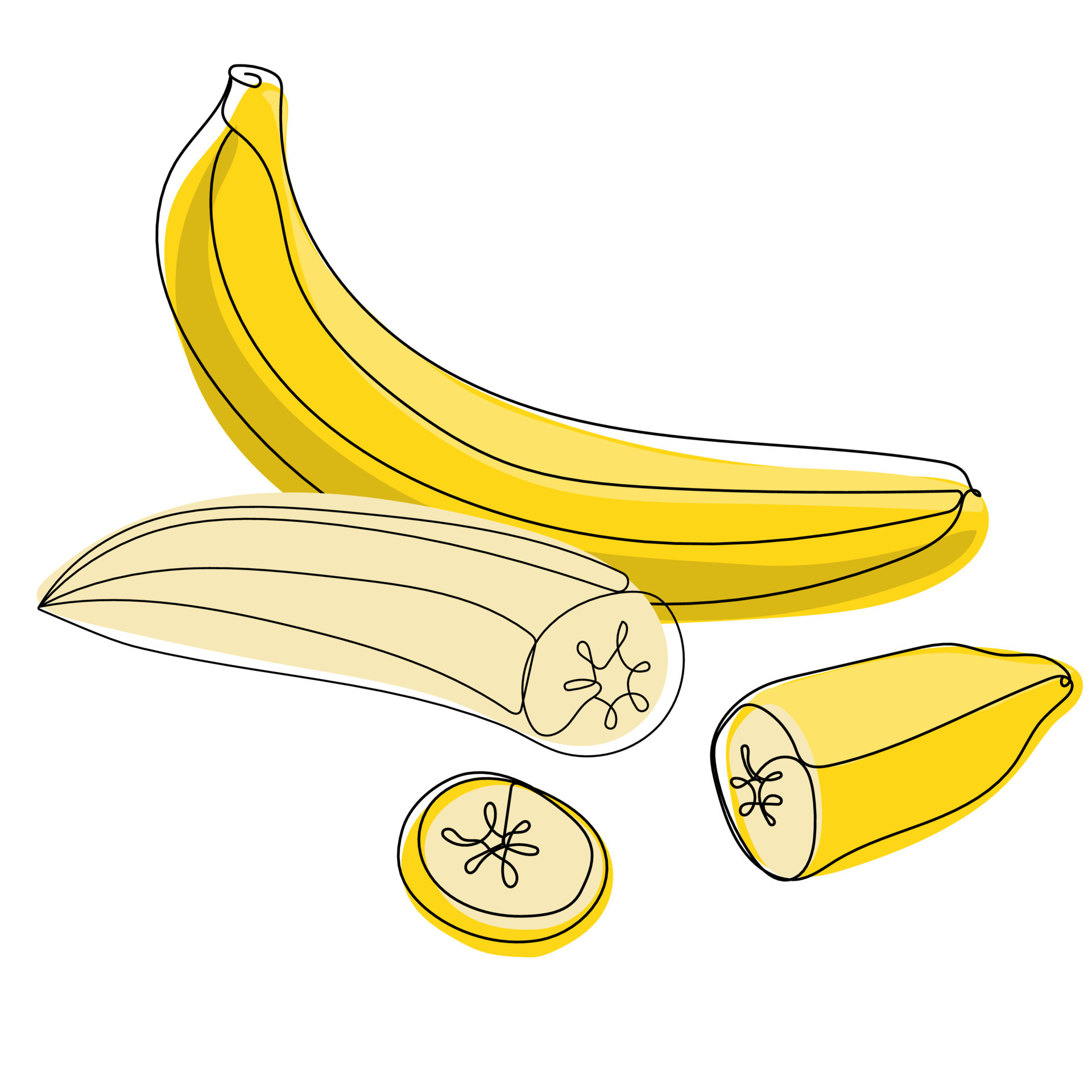 Banana. Color illustration of ripe peel banana, yellow fruit 21748206