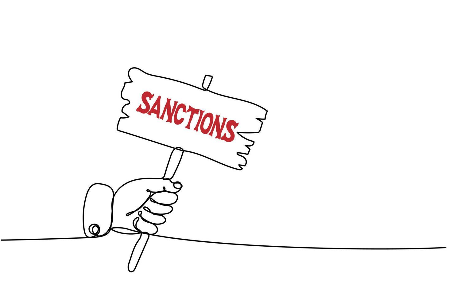 mano con cartel vocación sanciones vector