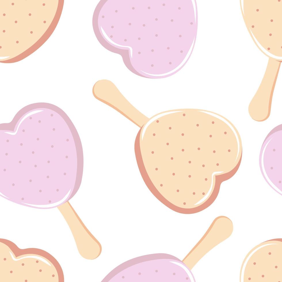 Seamless pattern with colorful ice cream in heart shape vector