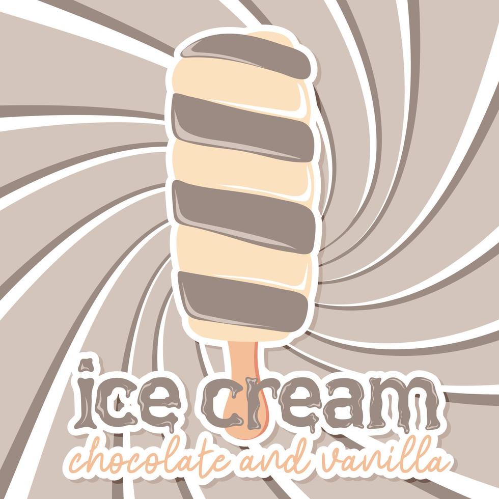 Ice cream chocolate and vanilla vector