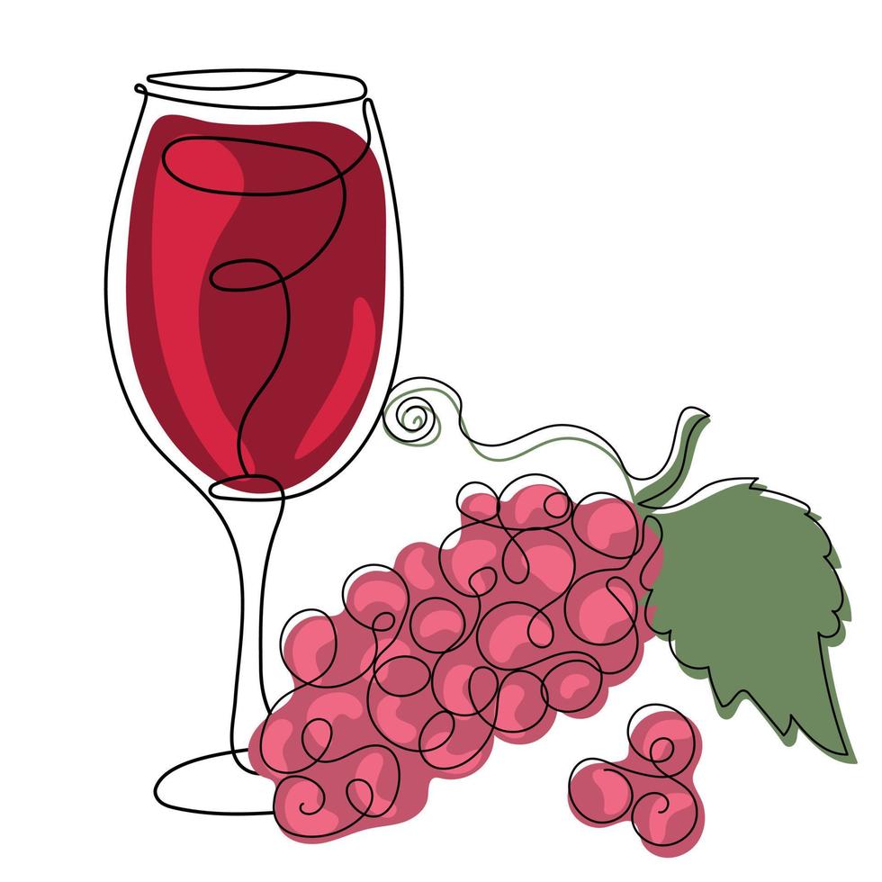 Glass of red wine and grape vector
