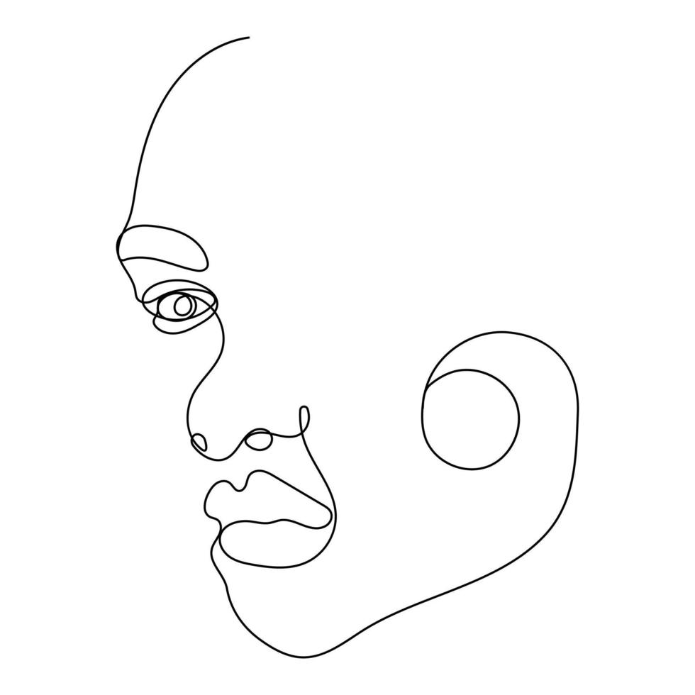 Continuous one line drawing of woman face vector