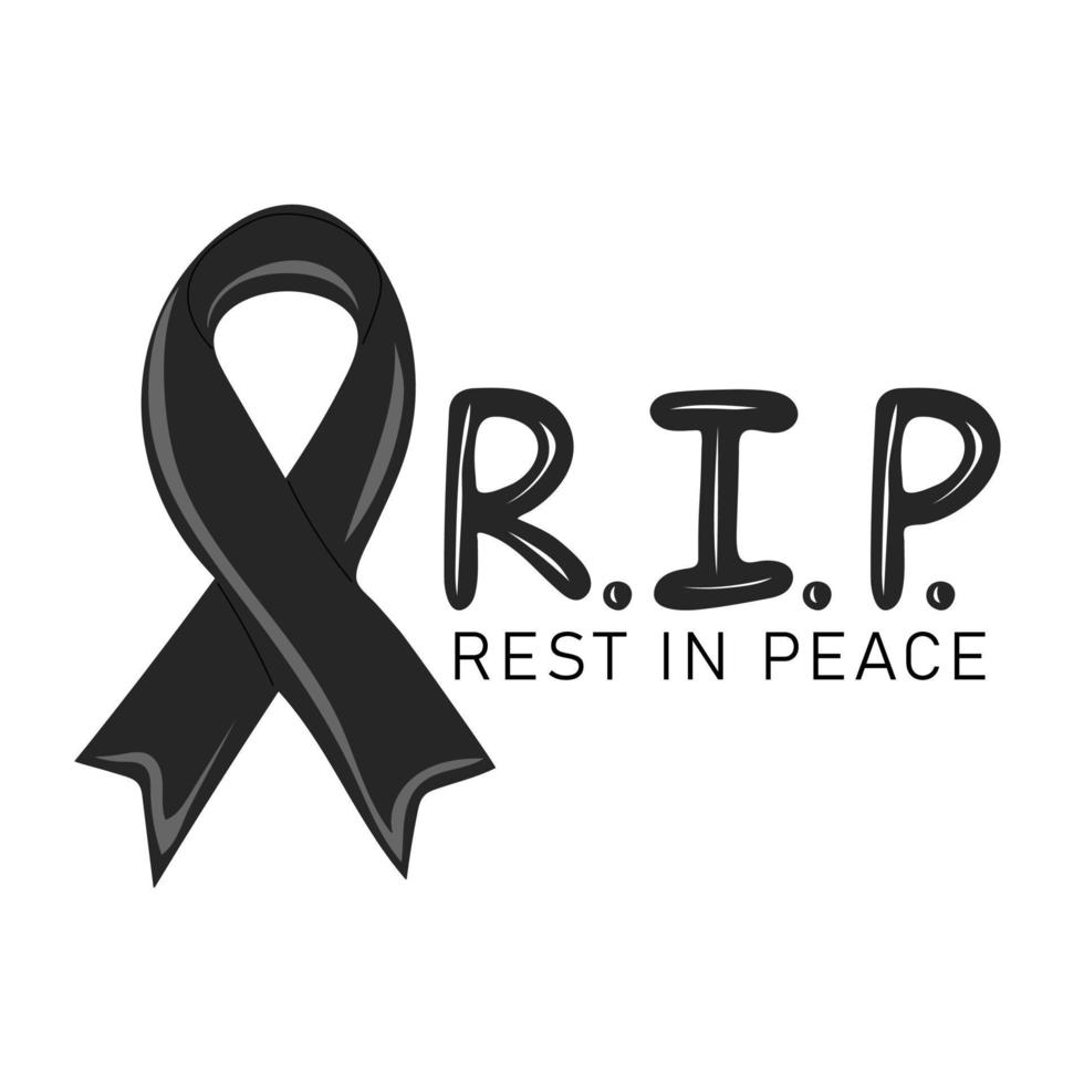 Rest in peace. Banner with hand drawn black ribbon cross vector