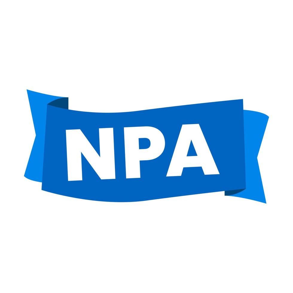 npa no ejecutando bienes Finanzas deuda azul icono etiqueta diseño vector