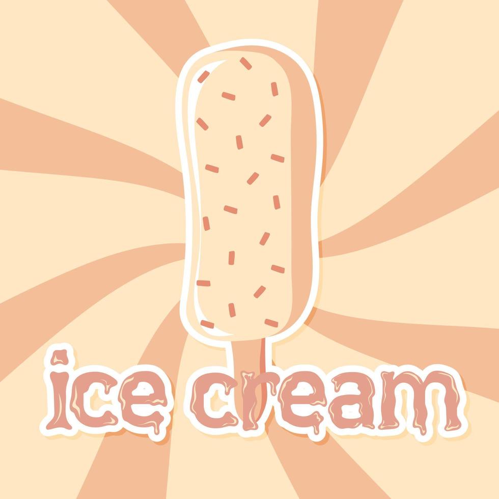 Vanilla Ice cream sticker on swirl retro background vector
