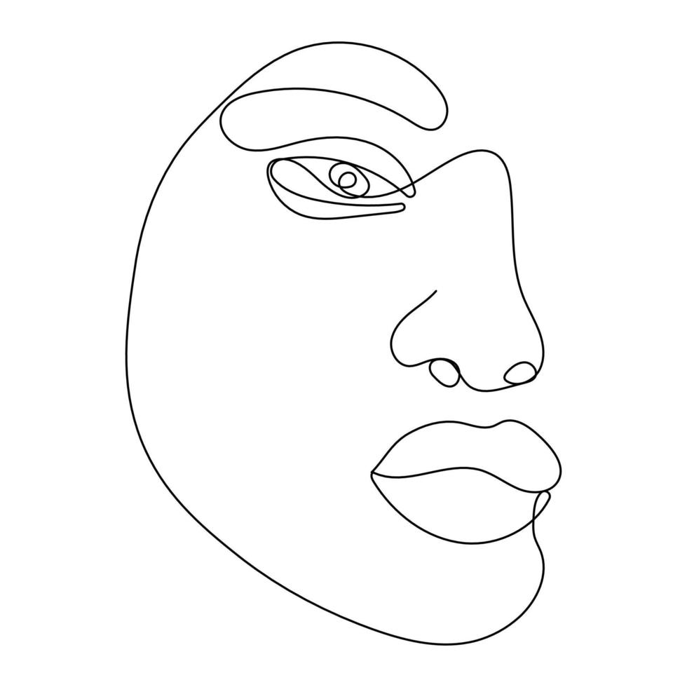 Continuous one line drawing of woman face vector