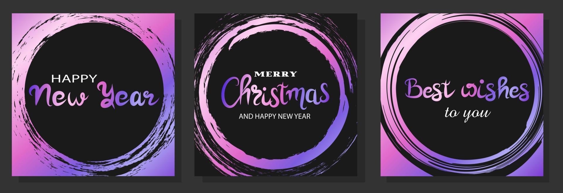 Set of christmas greeting card with gradient grunge circle vector