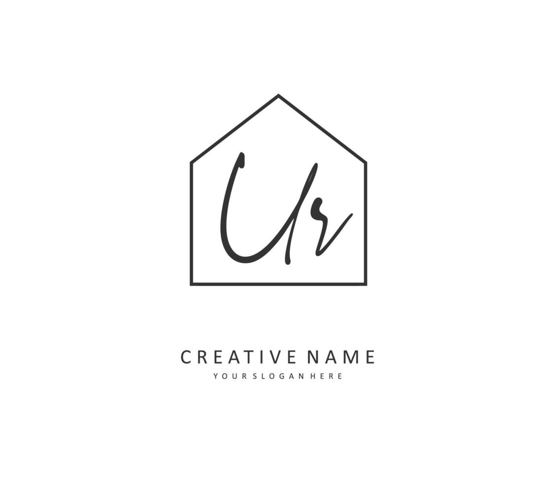 UR Initial letter handwriting and  signature logo. A concept handwriting initial logo with template element. vector