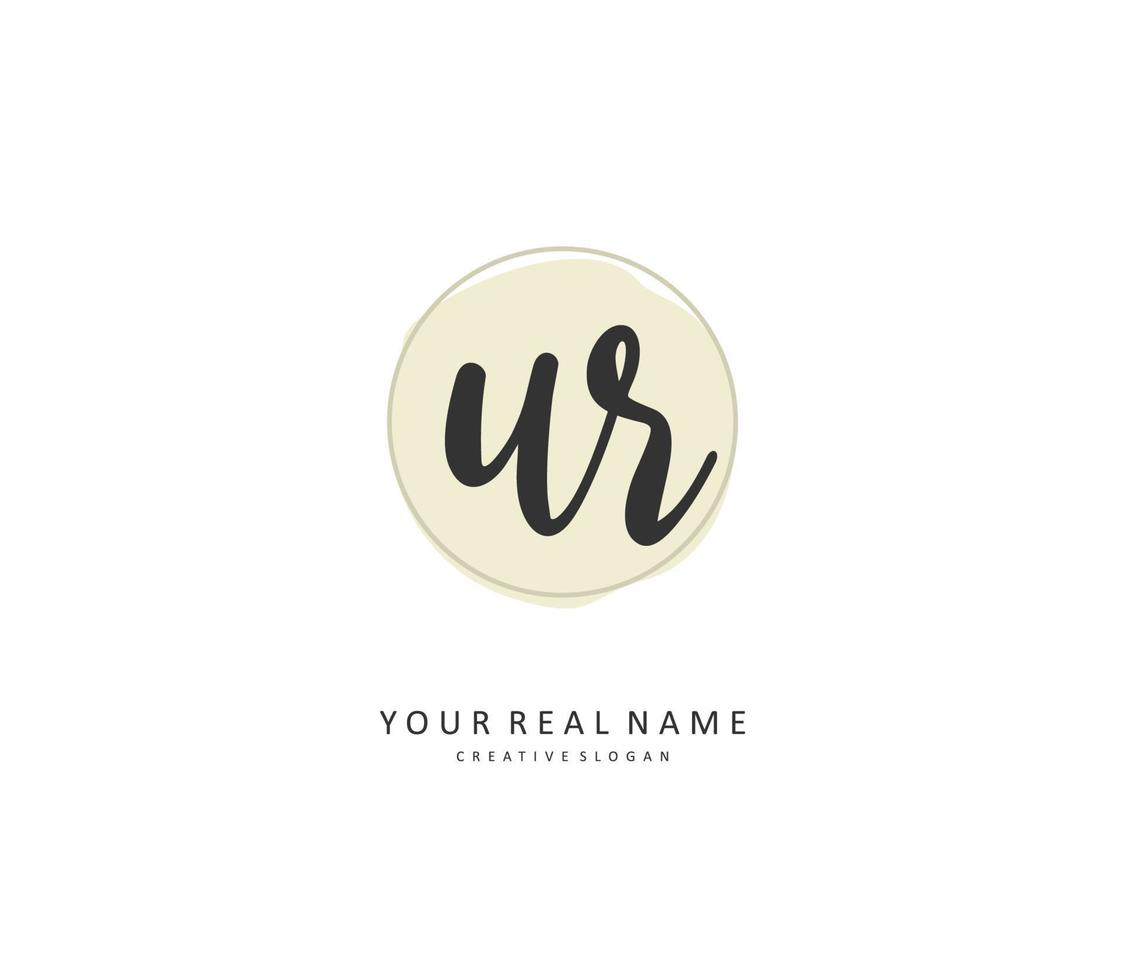 UR Initial letter handwriting and  signature logo. A concept handwriting initial logo with template element. vector