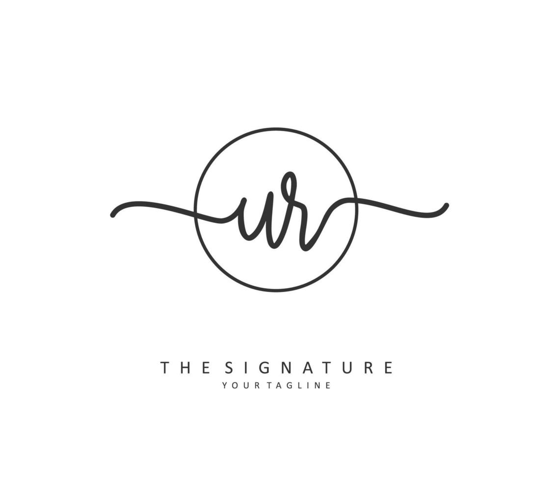 UR Initial letter handwriting and  signature logo. A concept handwriting initial logo with template element. vector
