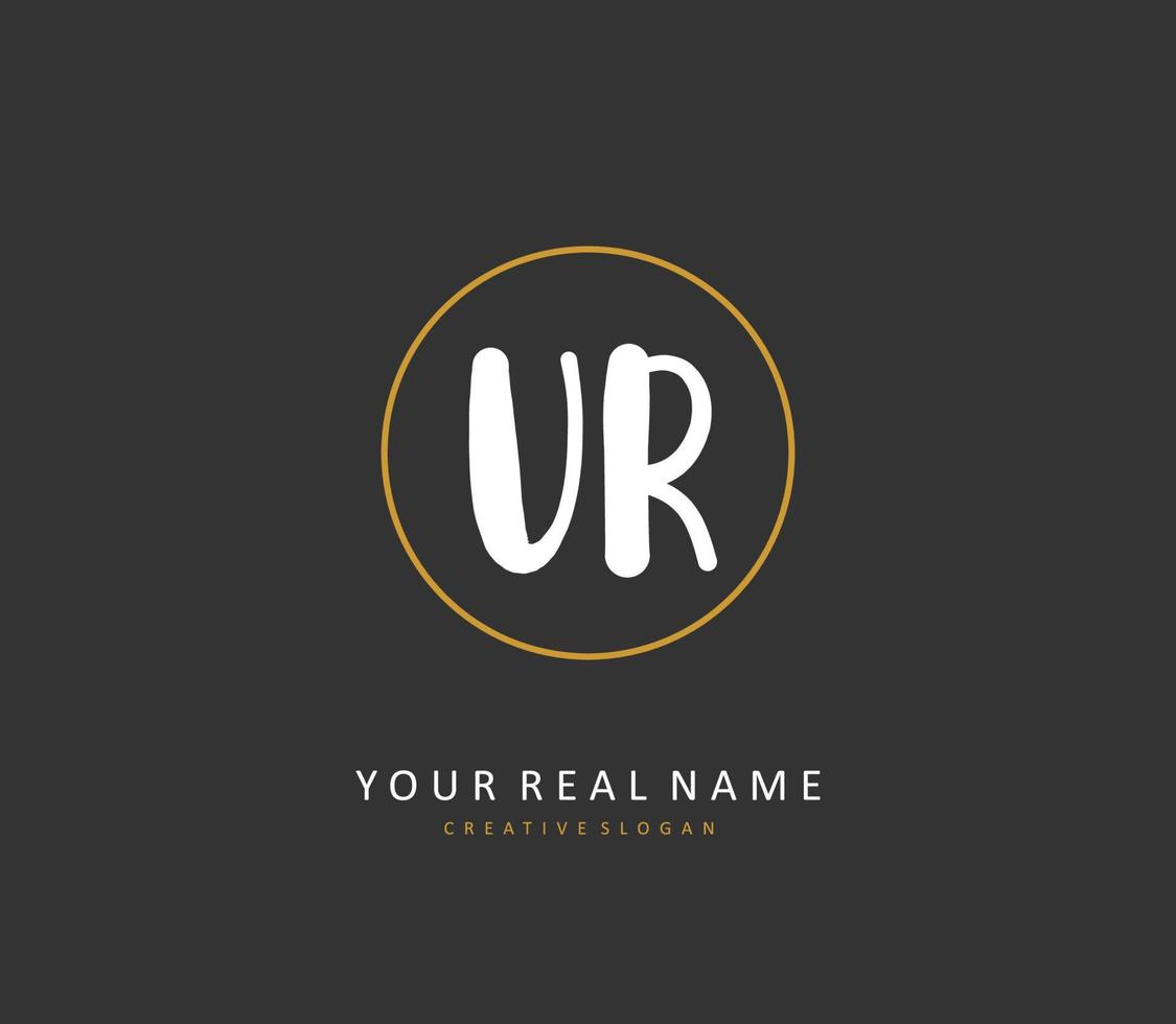 UR Initial letter handwriting and  signature logo. A concept handwriting initial logo with template element. vector