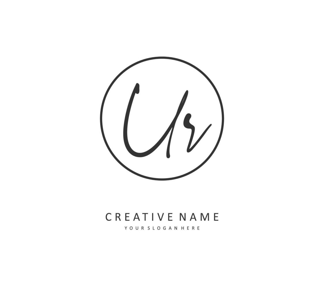 UR Initial letter handwriting and  signature logo. A concept handwriting initial logo with template element. vector