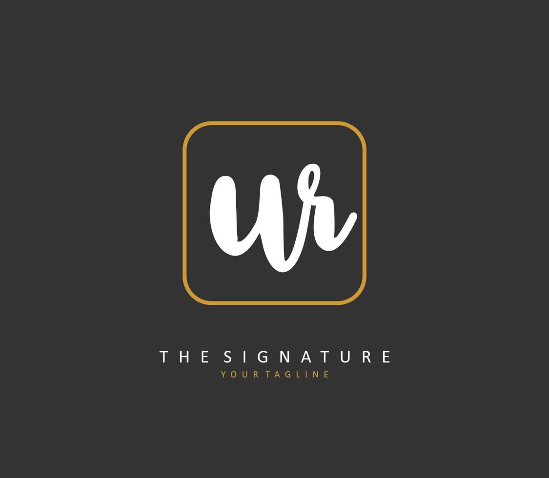 UR Initial letter handwriting and  signature logo. A concept handwriting initial logo with template element. vector