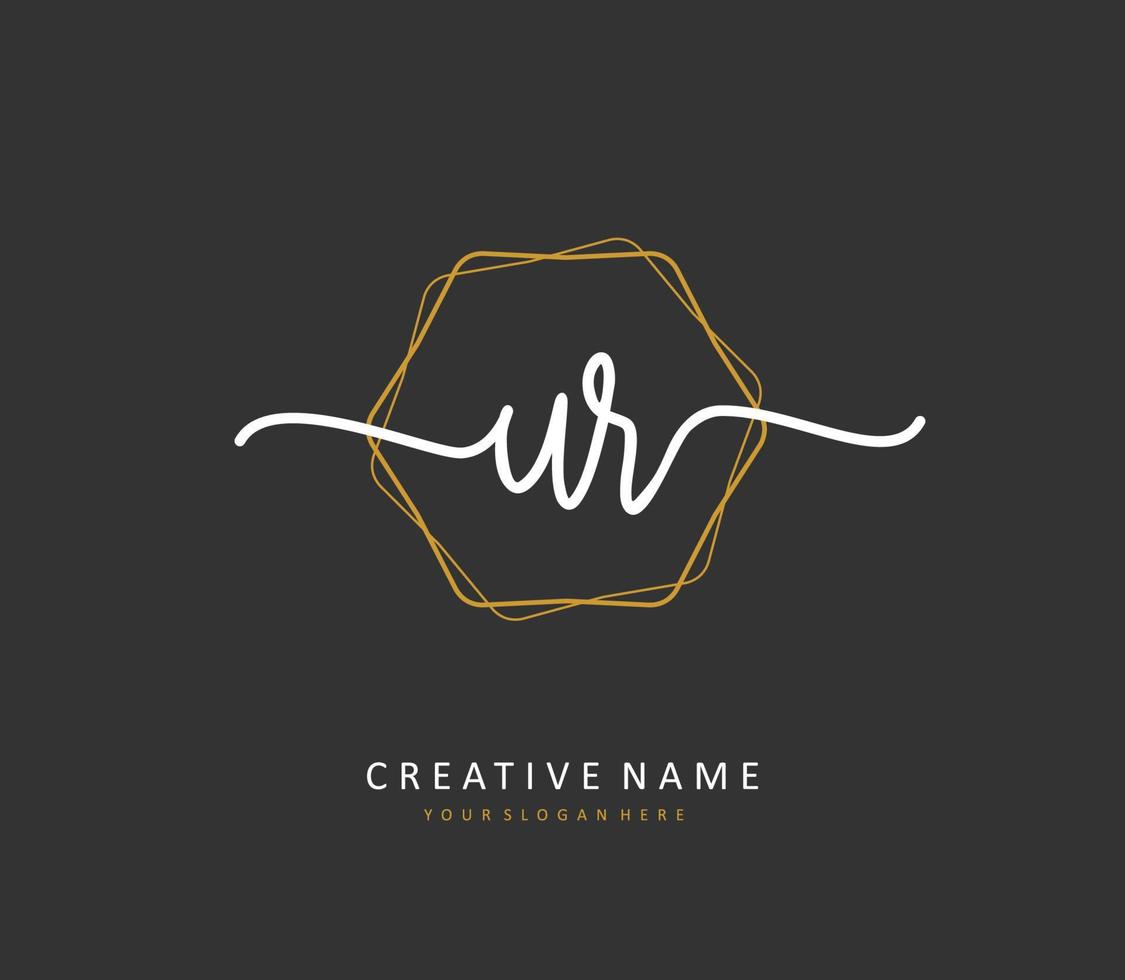 UR Initial letter handwriting and  signature logo. A concept handwriting initial logo with template element. vector