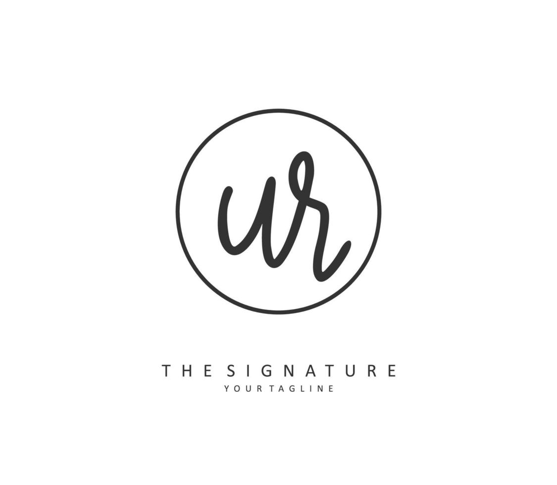 UR Initial letter handwriting and  signature logo. A concept handwriting initial logo with template element. vector