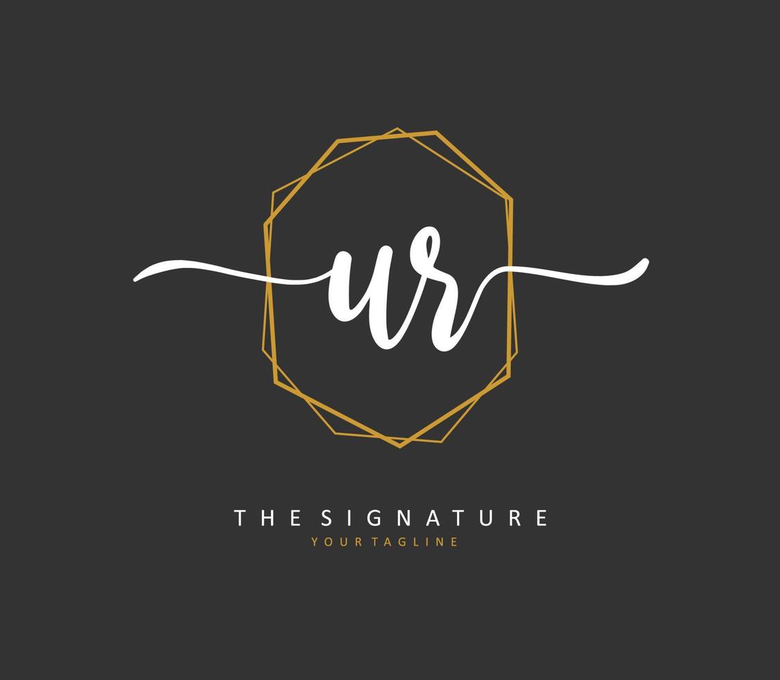 UR Initial letter handwriting and  signature logo. A concept handwriting initial logo with template element. vector