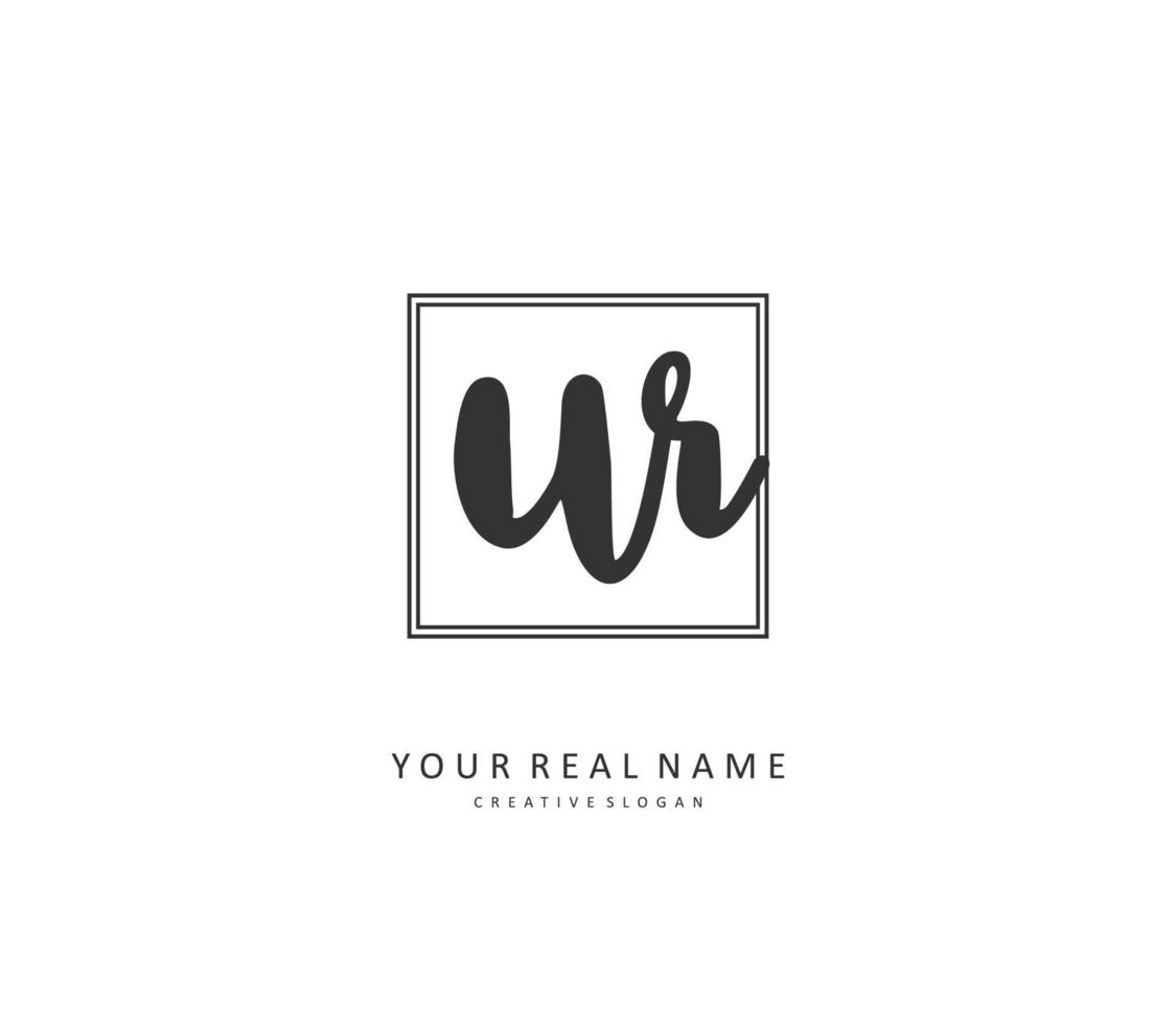 UR Initial letter handwriting and  signature logo. A concept handwriting initial logo with template element. vector