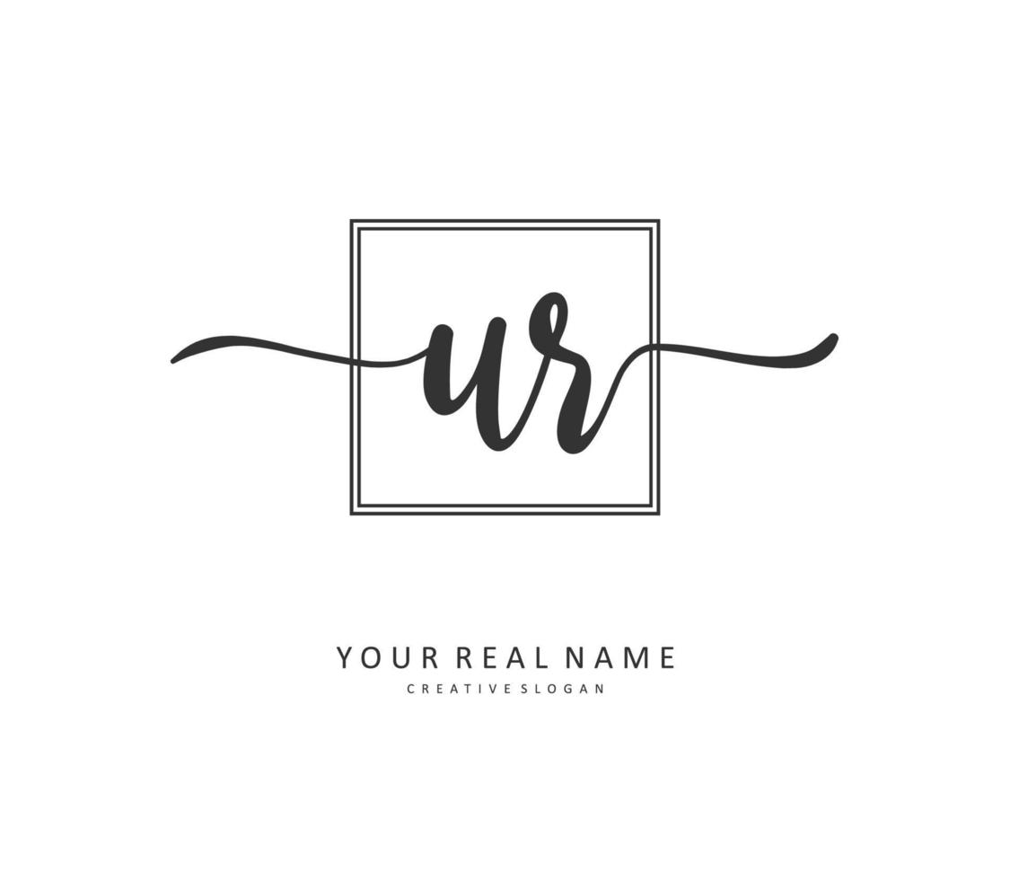 UR Initial letter handwriting and  signature logo. A concept handwriting initial logo with template element. vector