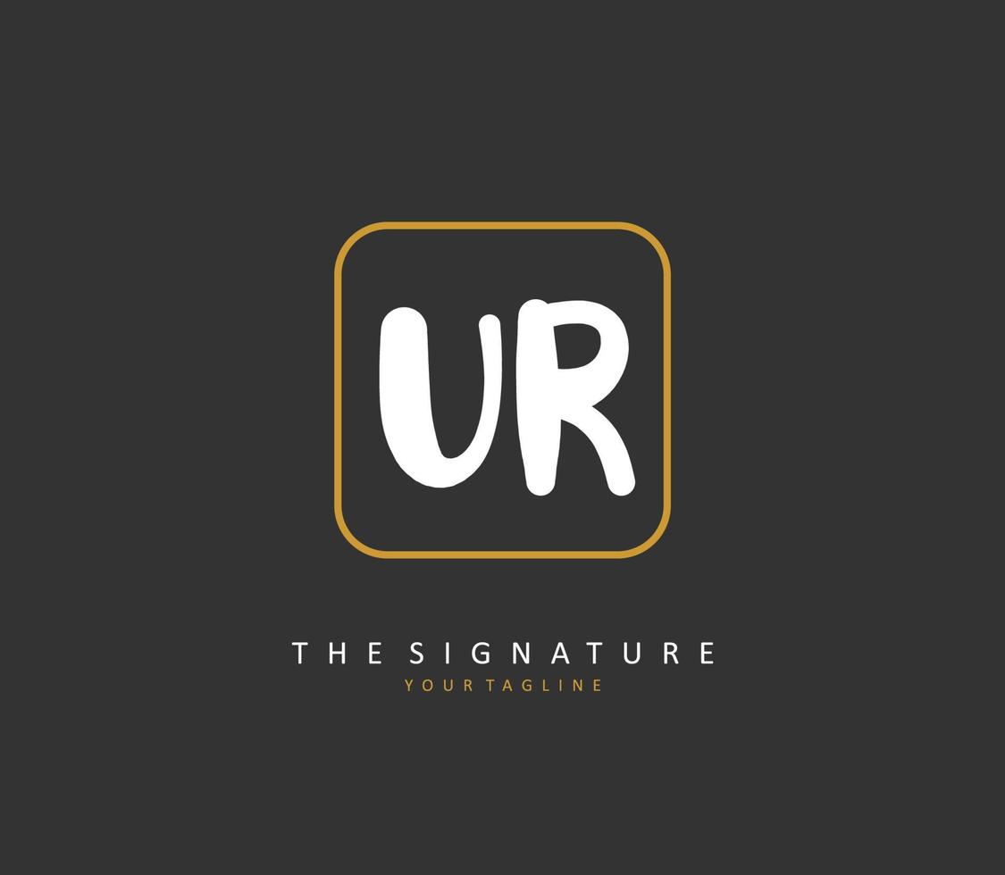 UR Initial letter handwriting and  signature logo. A concept handwriting initial logo with template element. vector