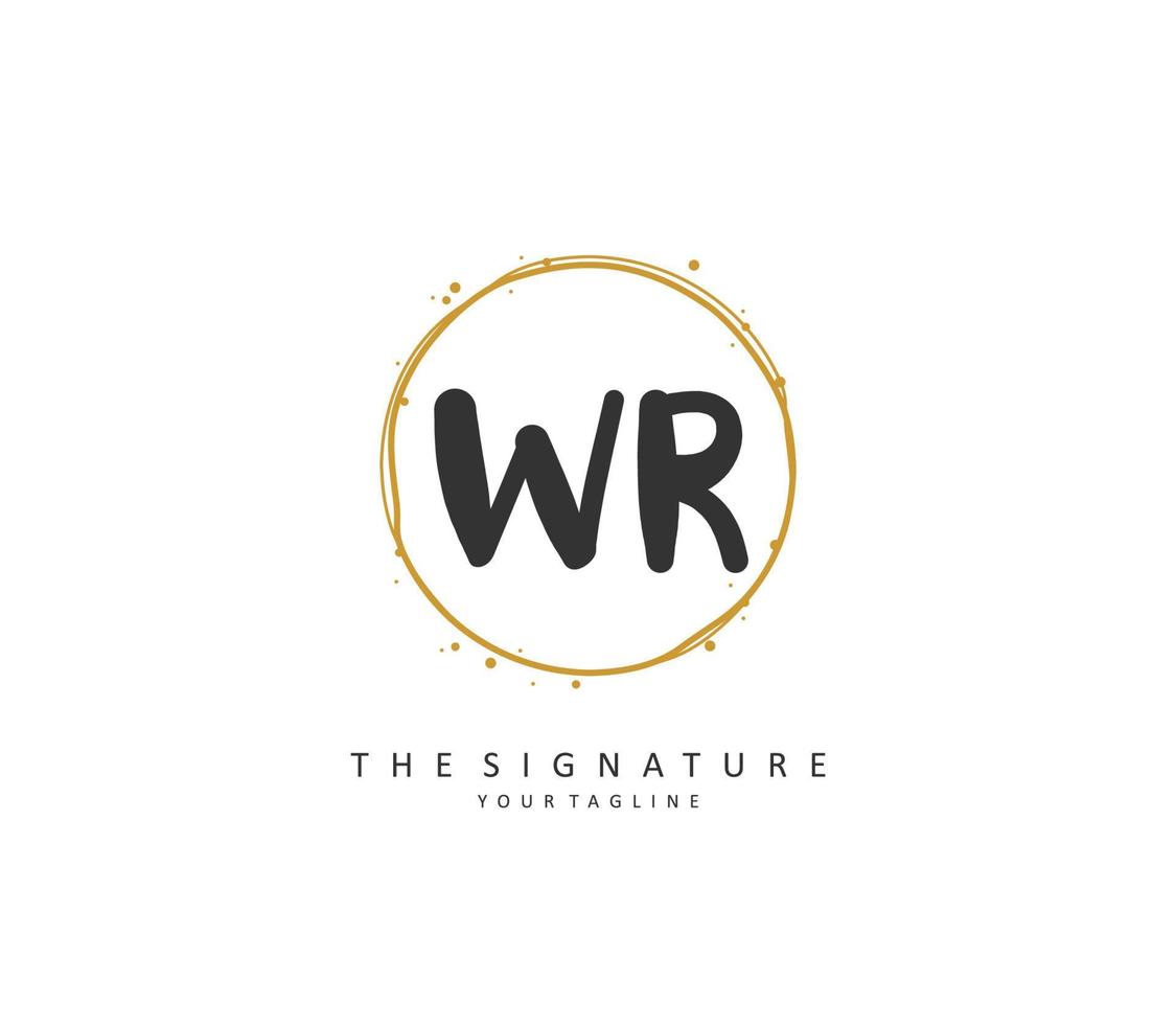 WR Initial letter handwriting and  signature logo. A concept handwriting initial logo with template element. vector