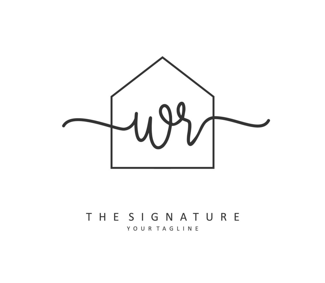 WR Initial letter handwriting and  signature logo. A concept handwriting initial logo with template element. vector