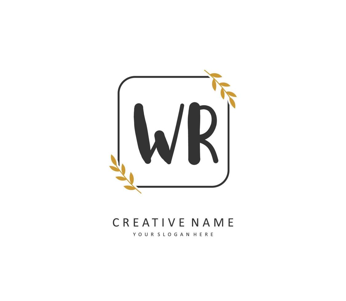 WR Initial letter handwriting and  signature logo. A concept handwriting initial logo with template element. vector