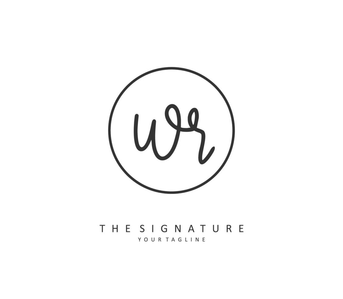 WR Initial letter handwriting and  signature logo. A concept handwriting initial logo with template element. vector